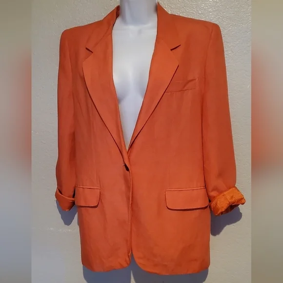 The Limited Coral Linen Blend Relaxed Oversized Notched Blazer Jacket Size Small - Picture 7 of 10